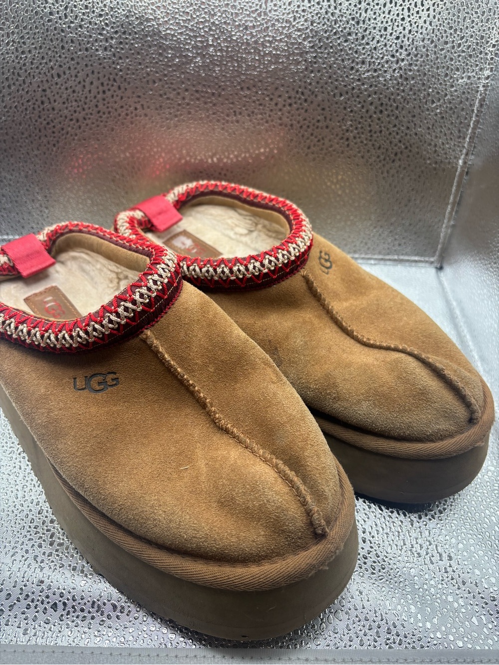 UGG Brand Women's Tazz II Platform Slippers Shoes Chestnut Slip On Size 7